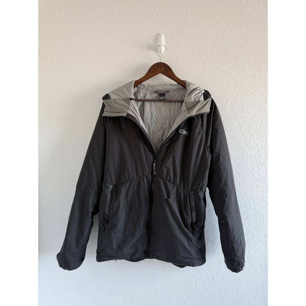 Outdoor Research Gorpcore Refuge Jacket Size L Black Insulated Hooded Zip Up